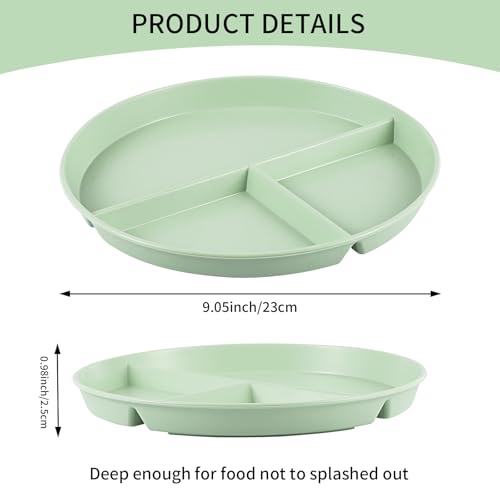 Assiettes divisées incassables Lot de 3 pour contrôle des portions réutilisables - 22,5 cm - Pour adultes et enfants