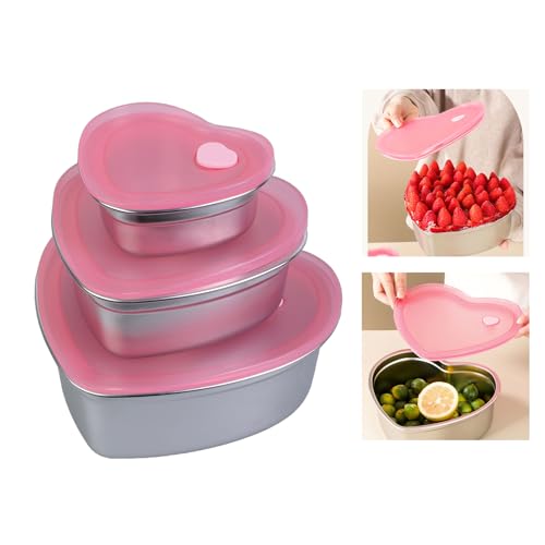 KHZen Bol à Gâteaux en Acier Inoxydable Résistant à la Rouille avec Design Cœur - Rangement Pâtisserie Professionnelle e