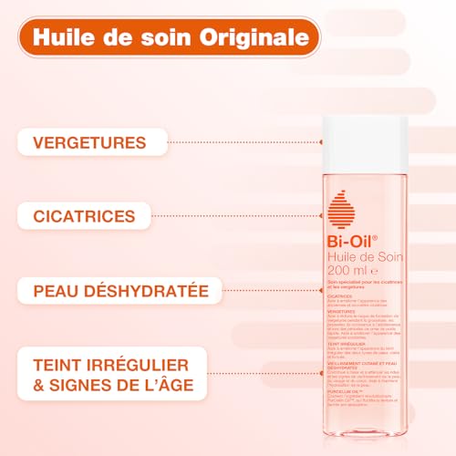 Huile Bi-Oil pour Vergetures et Cicatrices - Soin pour la Peau Sèche et Équilibre du Teint - 200 Ml