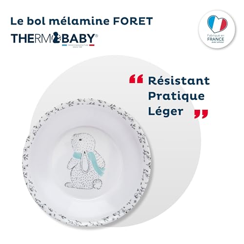 THERMOBABY Bol Melamine Forêt Léger Petit Bambin Repas Randonnée Facile à Prendre en Main Résistant