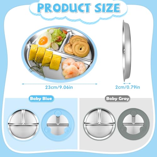 MINISO 2 Assiettes en Acier Inoxydable Antidérapantes pour Bébé et Enfants avec Base en Silicone Amovible
MINISO Assiett