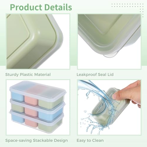 Lot de 4 boîtes à goûter empilables à 3 compartiments, réutilisables et?sécurisées avec couvercles, conçues pour lespare