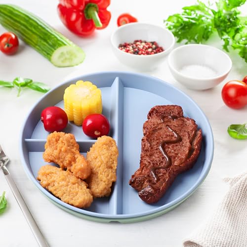 Lot de 8 assiettes compartimentées OWill pour Adultes, assiettes en plastique divisible en 3 parties, 23CM, assiettes de