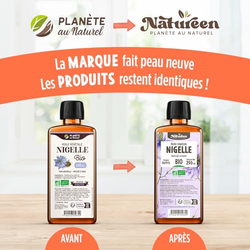 Huile de NIGELLE Bio 150 ml Natureen Planète au Naturel - Pure Pressée à froid pour Alimentation EU Organic - Huile d'On