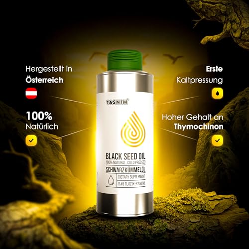  Huile de Cumin Noir non filtrée 250 ml, richement en thymoquinone, huile éthiopienne de haute qualité vegan  
| Huile p